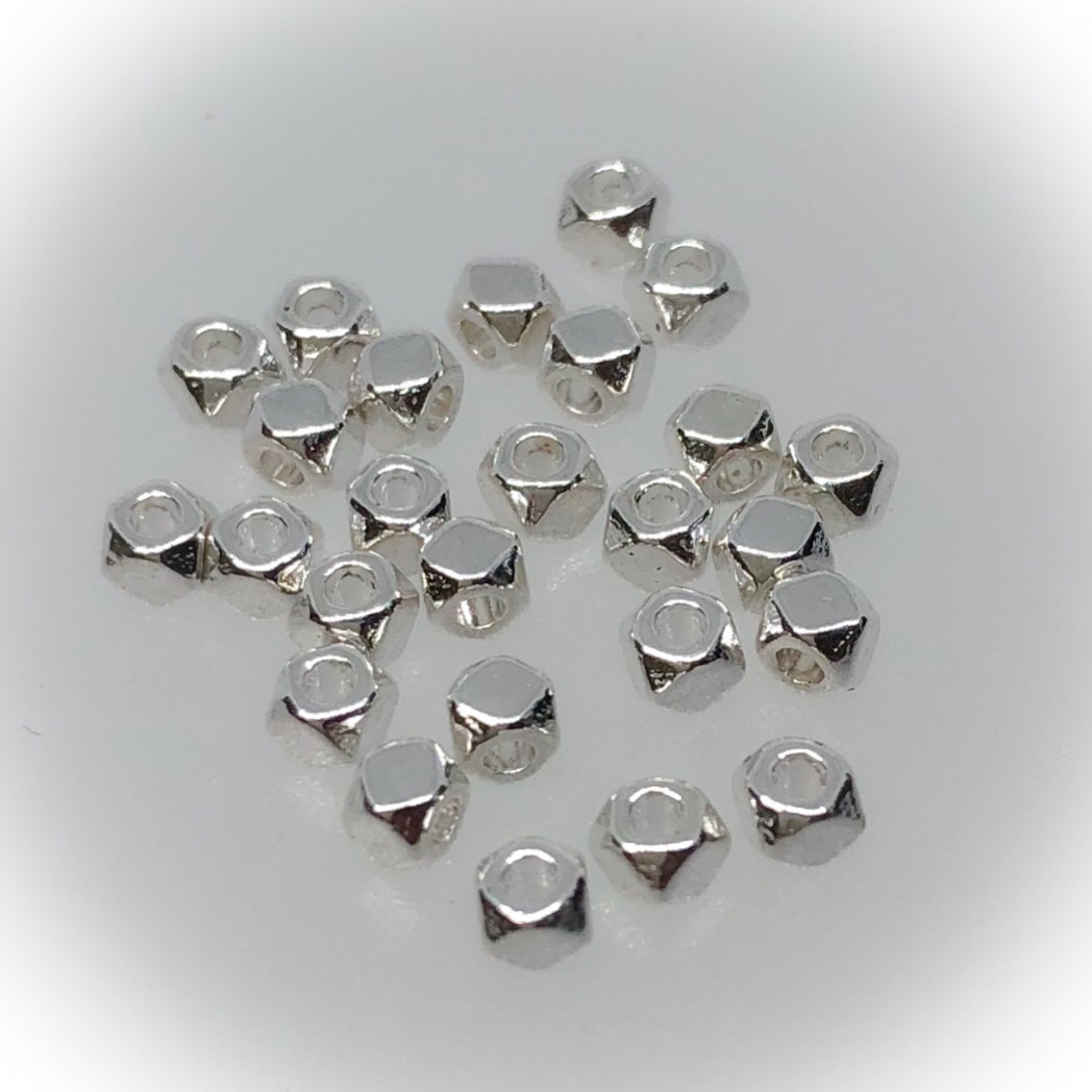 Silver plated bead 3x2.5mm, 50pcs - Bohemia Design