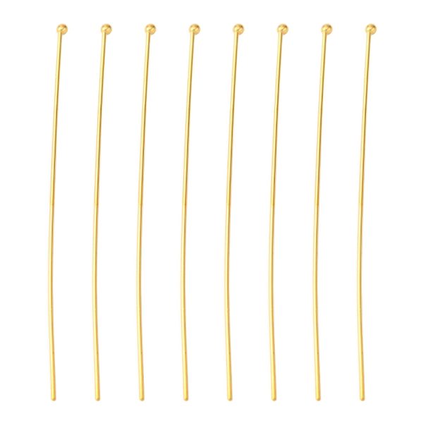 Headpin gold plated 1.5mm ball 3.5cm  22ga, 30pcs